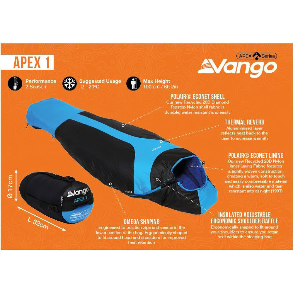 Vango Apex 1 Sleeping Bag - Atom Blue