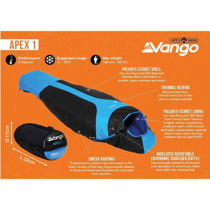 Vango Apex 1 Sleeping Bag -  Atom Blue