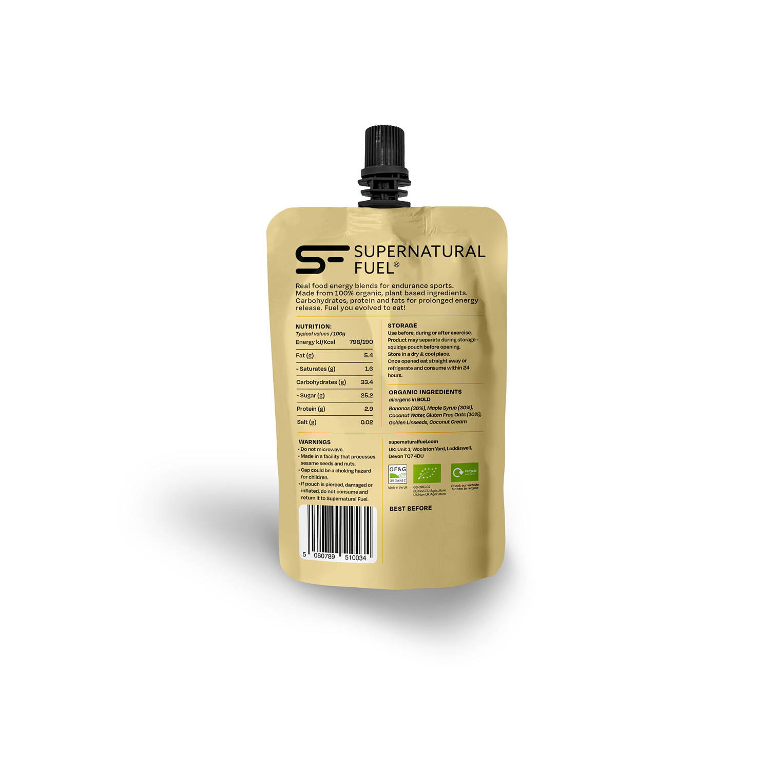 Supernatural Fuel Oats, Banana & Maple Syrup Energy Pouch