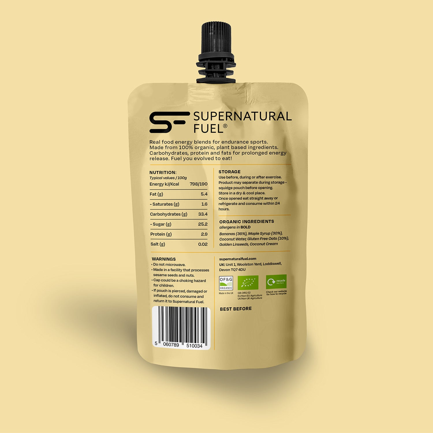 Supernatural Fuel Oats, Banana & Maple Syrup Energy Pouch