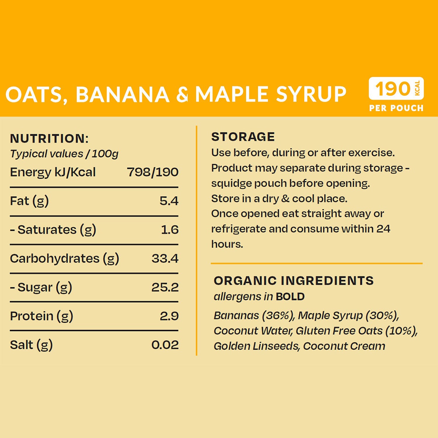 Supernatural Fuel Oats, Banana & Maple Syrup Energy Pouch