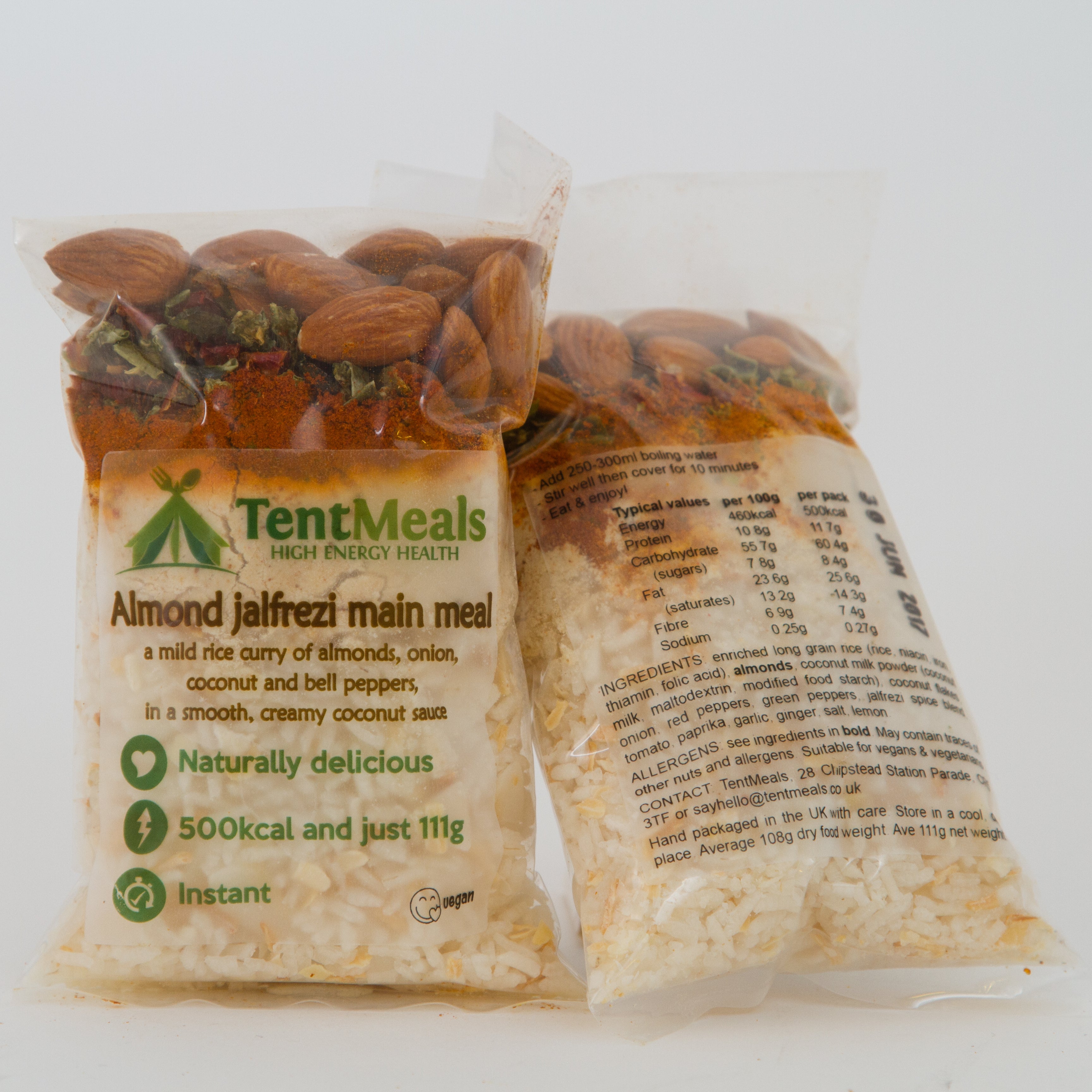 ***SALE*** TentMeals Almond Jalfrezi main meal - 500 kcal BBD 01/09/26