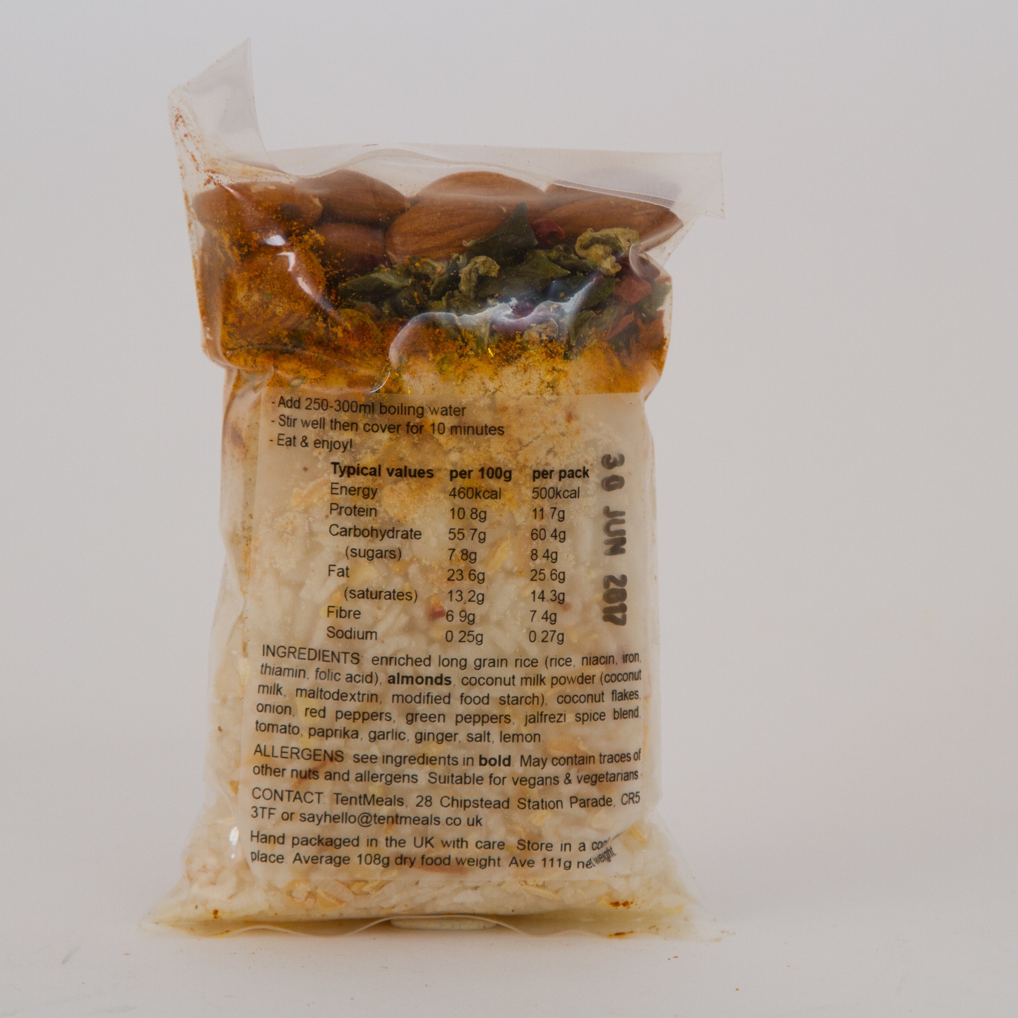 ***SALE*** TentMeals Almond Jalfrezi main meal - 500 kcal BBD 01/09/26