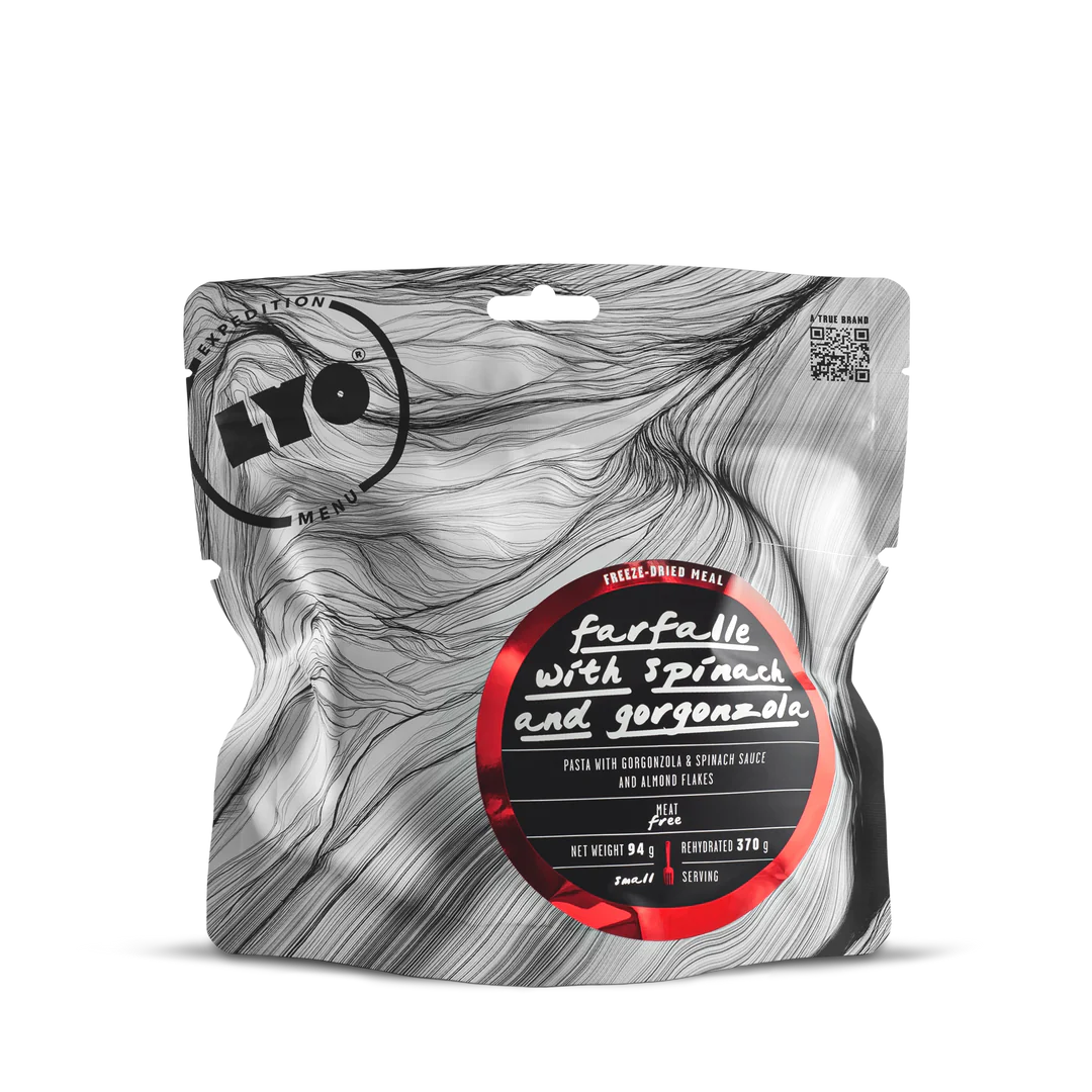 LYO Expedition Farfalle with Gorgonzola and Spinach Sauce