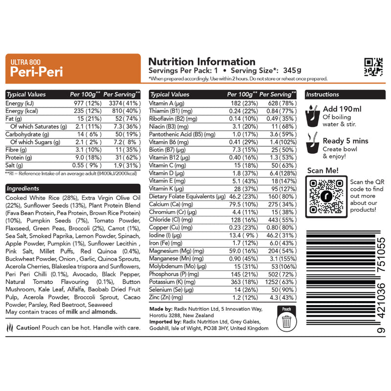 Radix Nutrition Ultra v9 Peri-Peri Meal (155g) 800kcal
