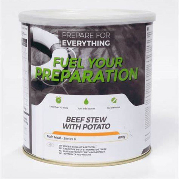 Fuel Your Preparation Freeze Dried Beef And Potato Stew 25 Year Tin