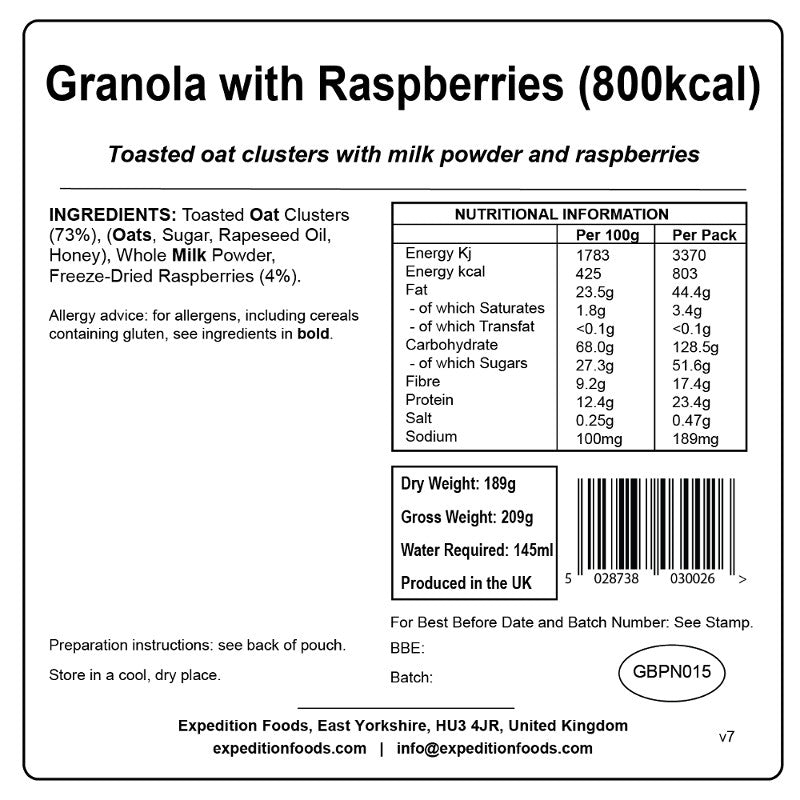 Expedition Foods Granola with Raspberries (High Energy)