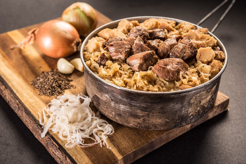 Adventure Menu Pork with Dumplings and Cabbage