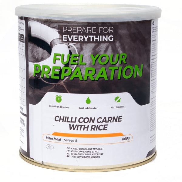 Fuel Your Preparation Freeze Dried Chilli Con Carne Rice 25 Year Tin