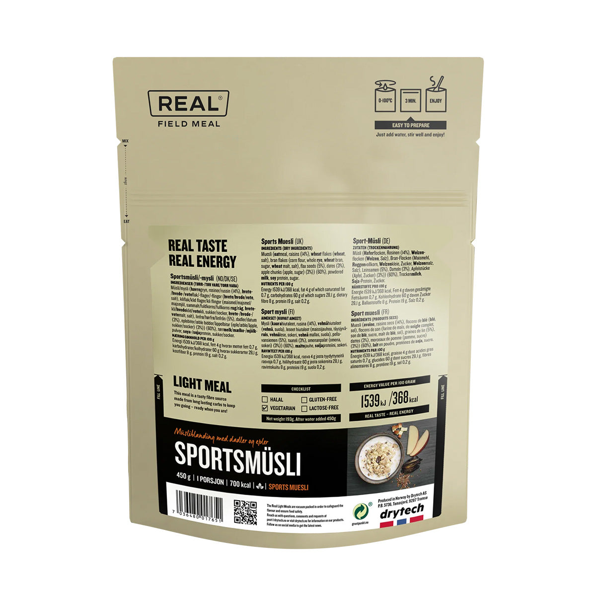 Real Turmat (Field Meal) Sports Muesli (700kcal)