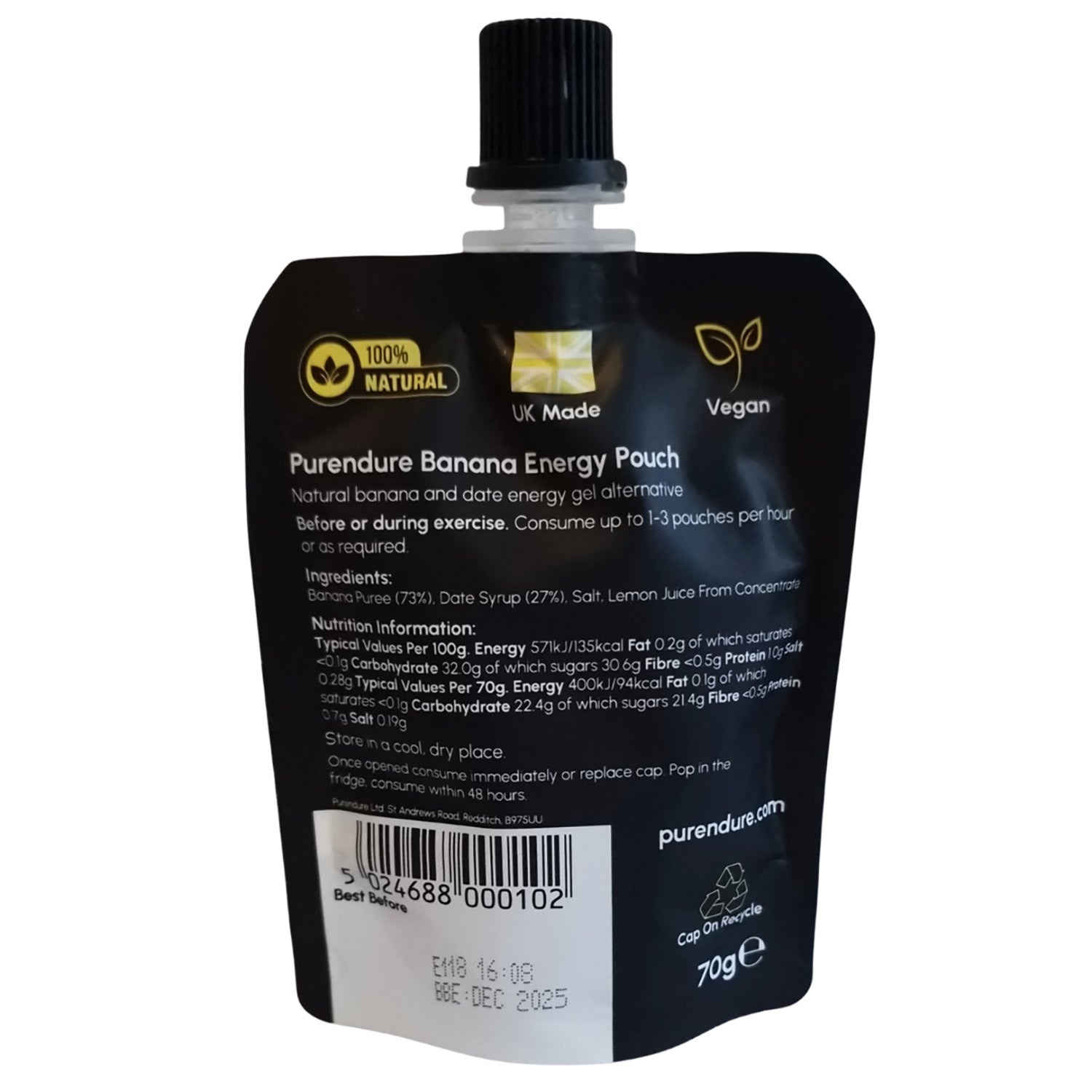 Purendure Banana Natural Energy Gel ** BBE Dec 25 **