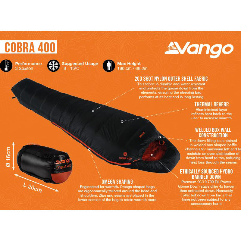 Vango Cobra 400 Sleeping Bag - Anthracite