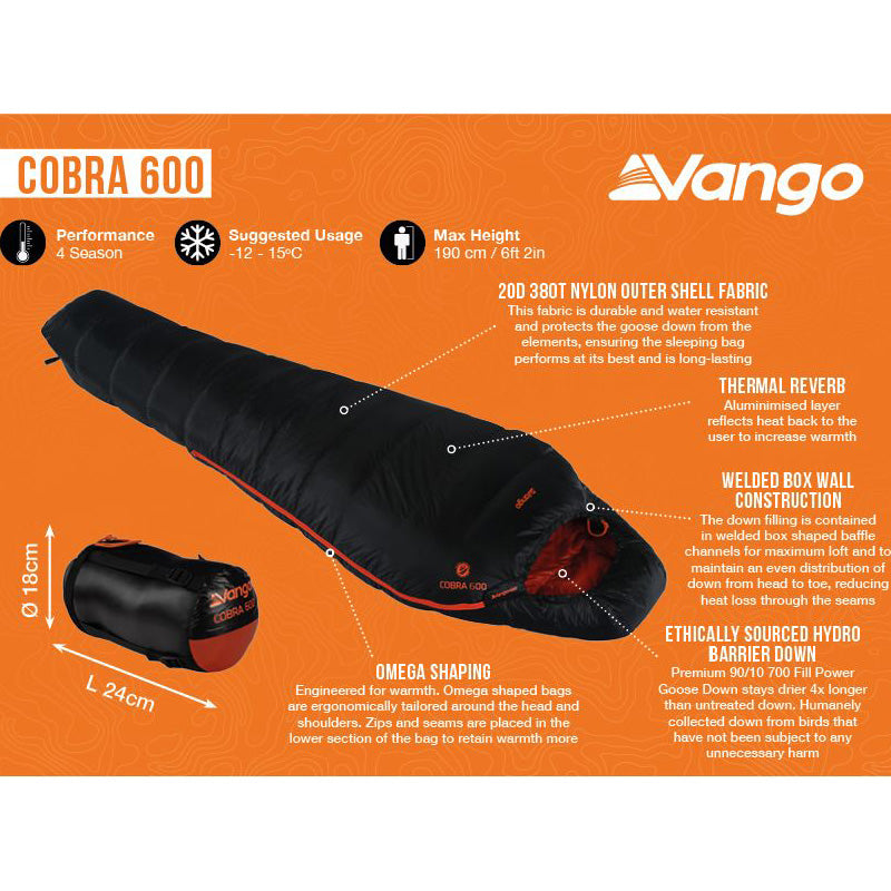 Vango Cobra 600 Sleeping Bag - Anthracite