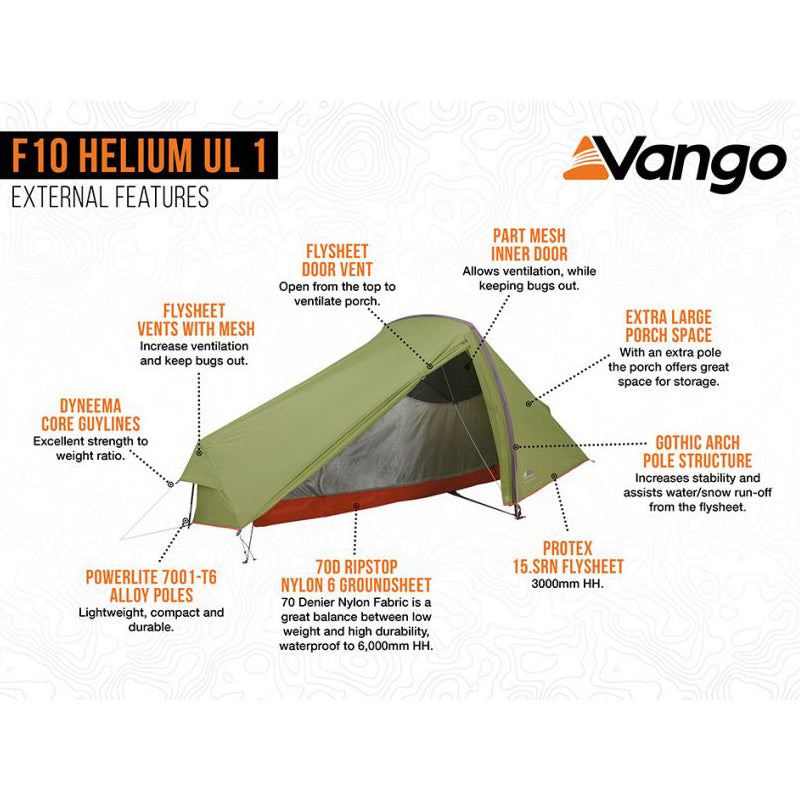 vango tent 1 person Vango F10 Helium UL 1 Tent - Alpine Green