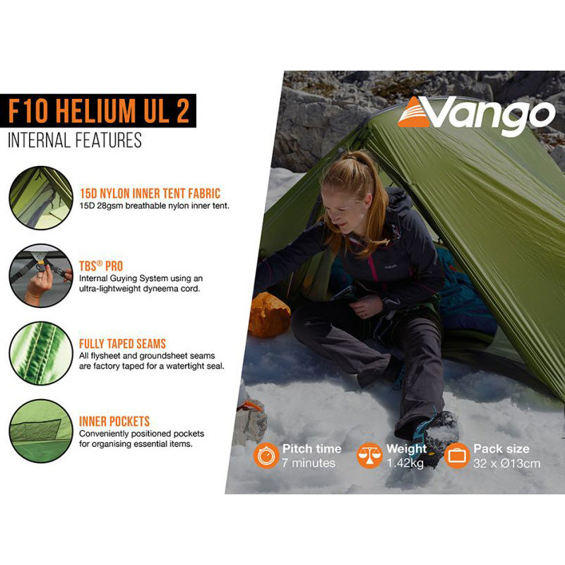 Vango F10 Helium UL Alpine Green Tent Base Camp Food