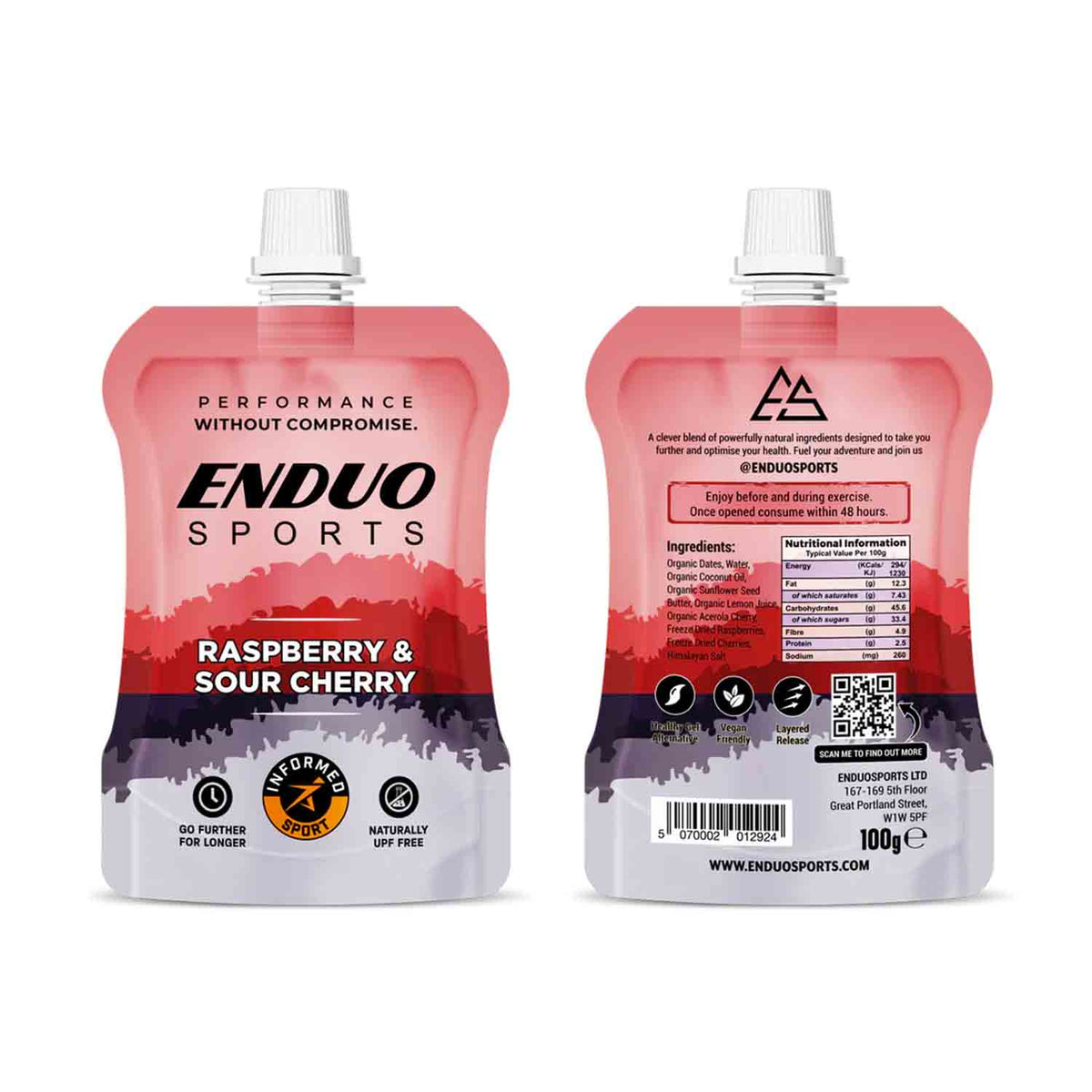 Enduo Sports Raspberry & Sour Cherry Energy Pouch