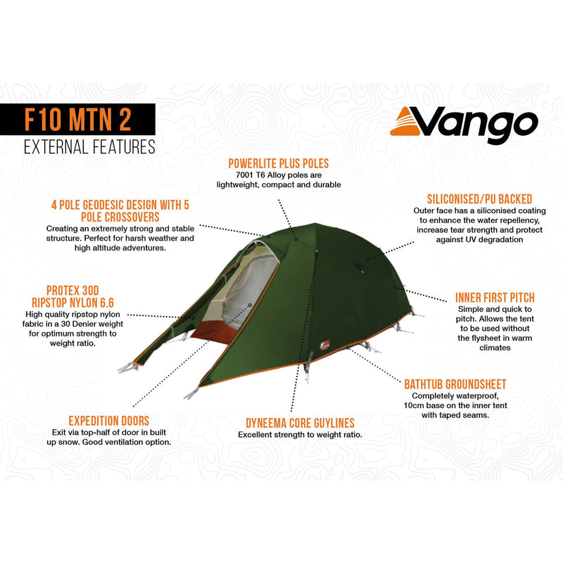 Vango F10 MTN 2 Tent - Alpine Green