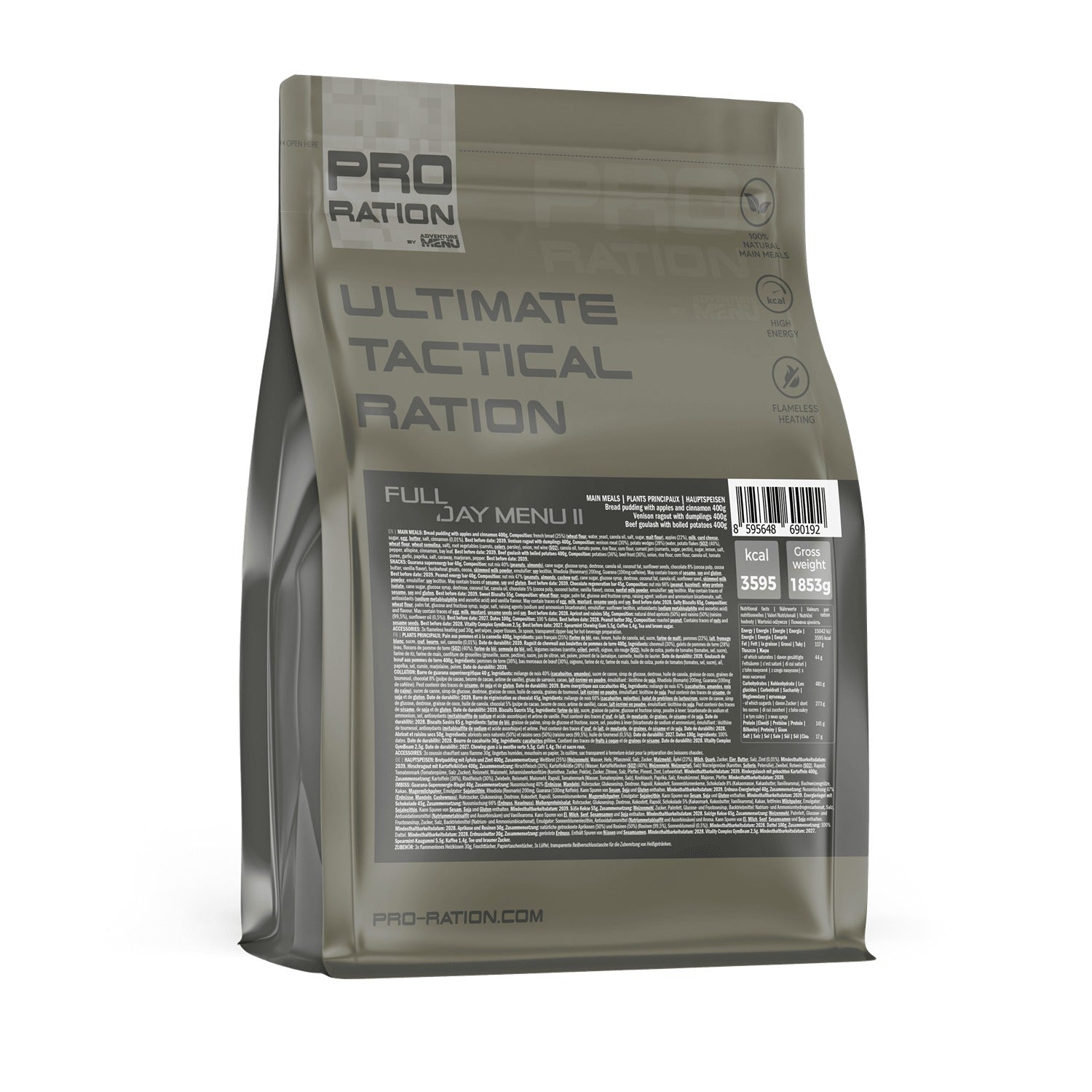 Pro Ration Ultimate Tactical Ration Full-Day Menu II