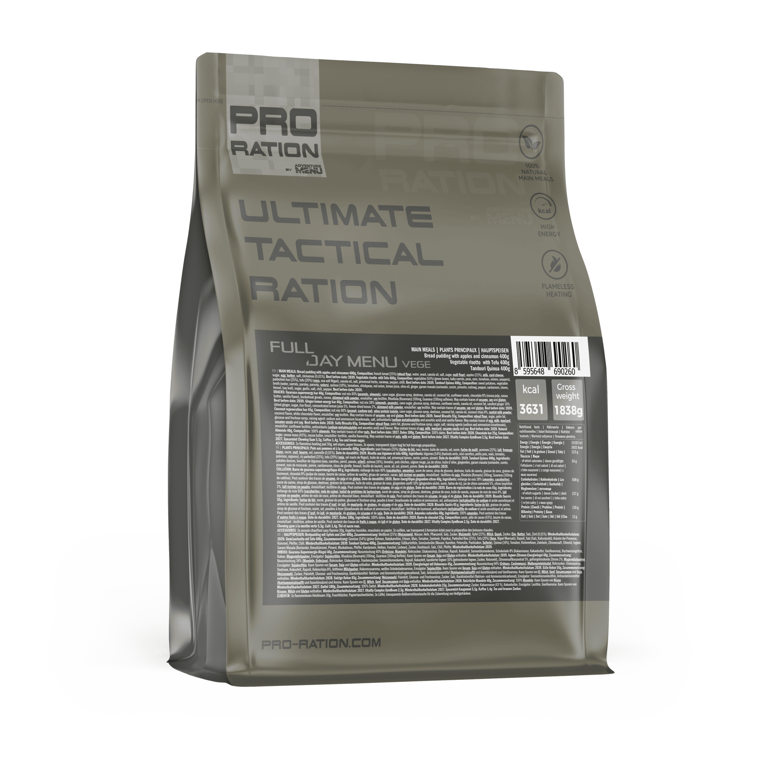 Pro Ration Ultimate Tactical Ration Full-Day Menu Vegetarian