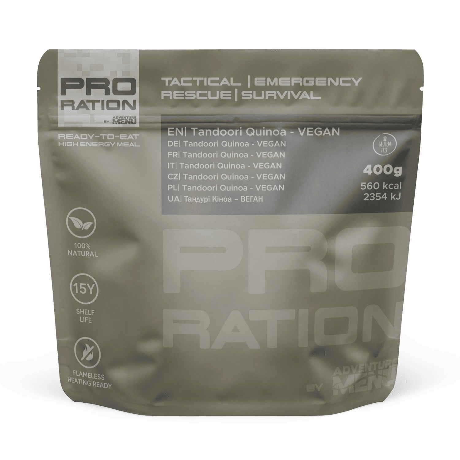 Pro Ration Emergency Food/Water Pack Menu Vegetarian