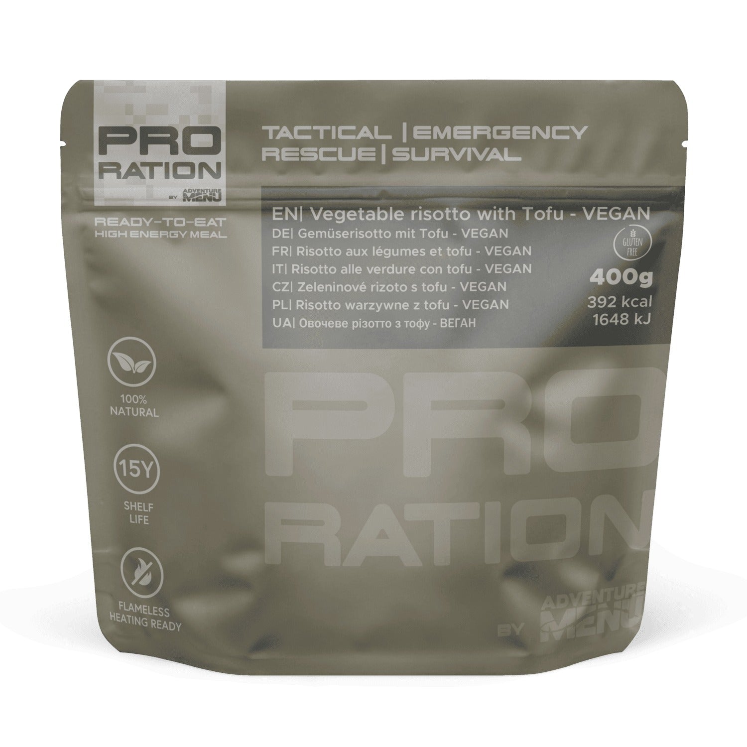 Pro Ration Emergency Food/Water Pack Menu Vegetarian