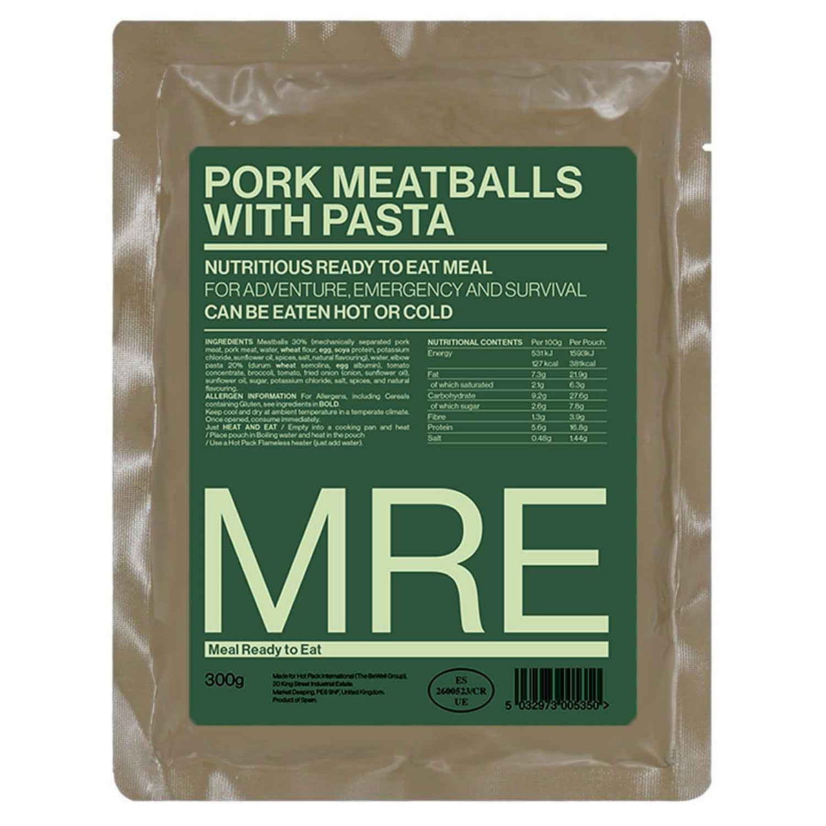 MRE Pork Meatballs With Pasta