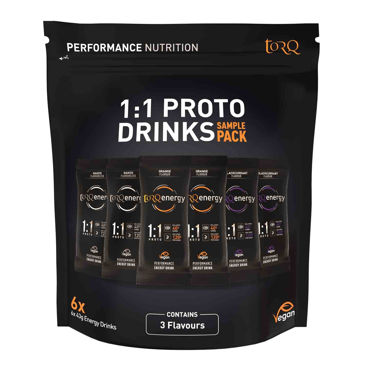 Torq 1:1 Proto Sample Pack Energy Drink (6 Pack) (2 x 3 Flavours)