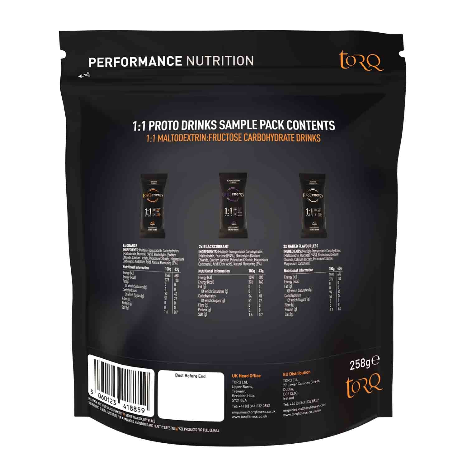 Torq 1:1 Proto Sample Pack Energy Drink (6 Pack) (2 x 3 Flavours)