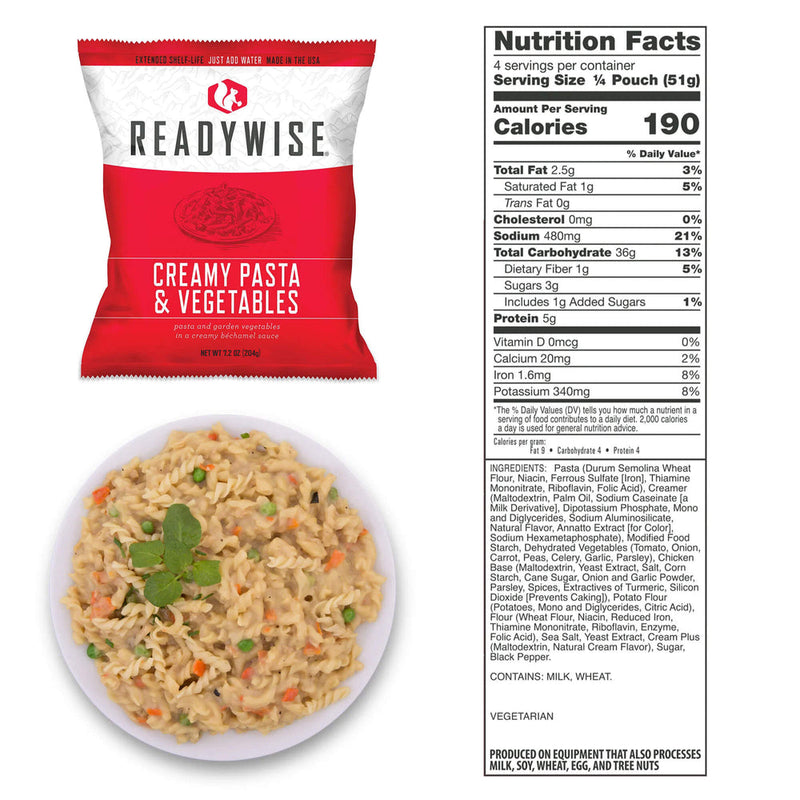 ReadyWise Emergency Food Supply - 120 Serving Entrée Vegetarian Meals