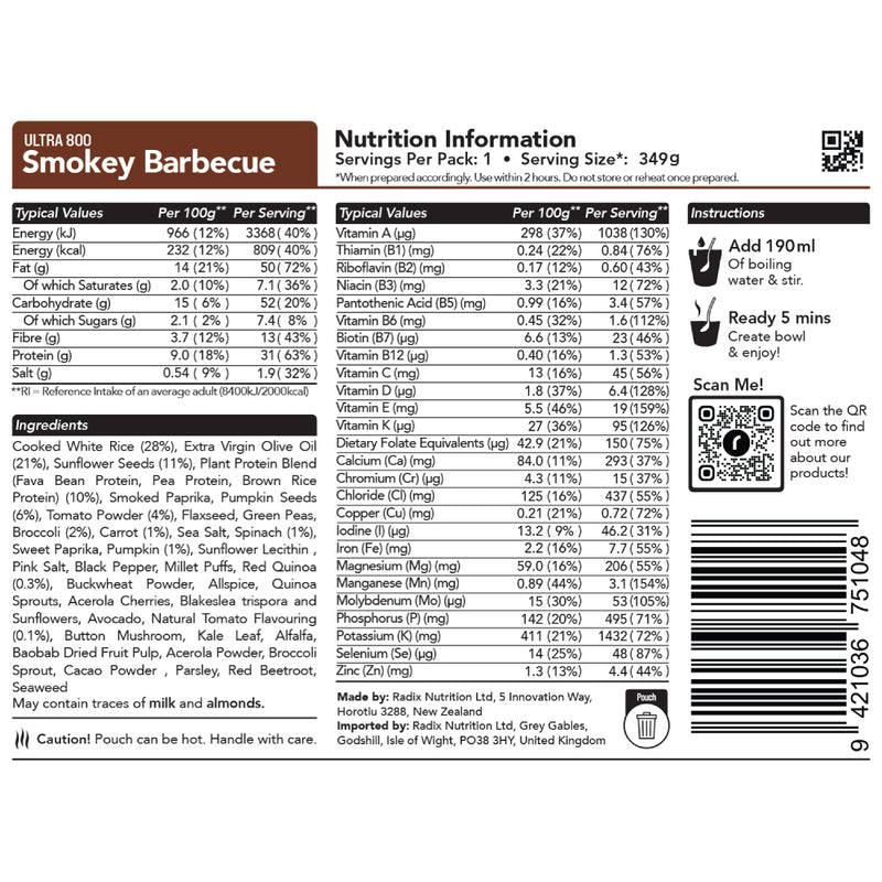 Radix Nutrition Ultra v9 Smokey Barbecue Meal (159g) 800kcal