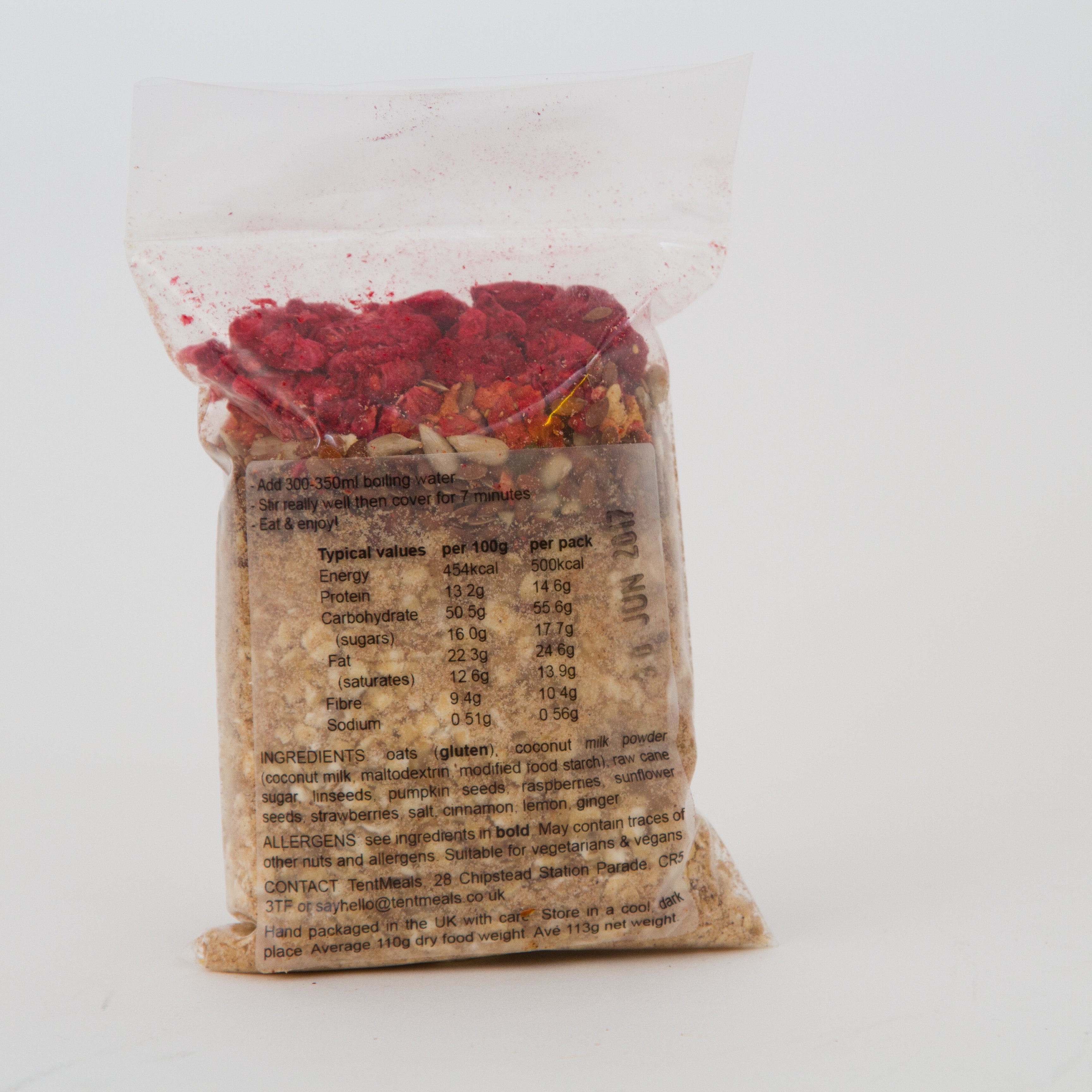 *** SALE *** TentMeals Super seed & red berry breakfast - 500 kcal - BBD 01/08/26