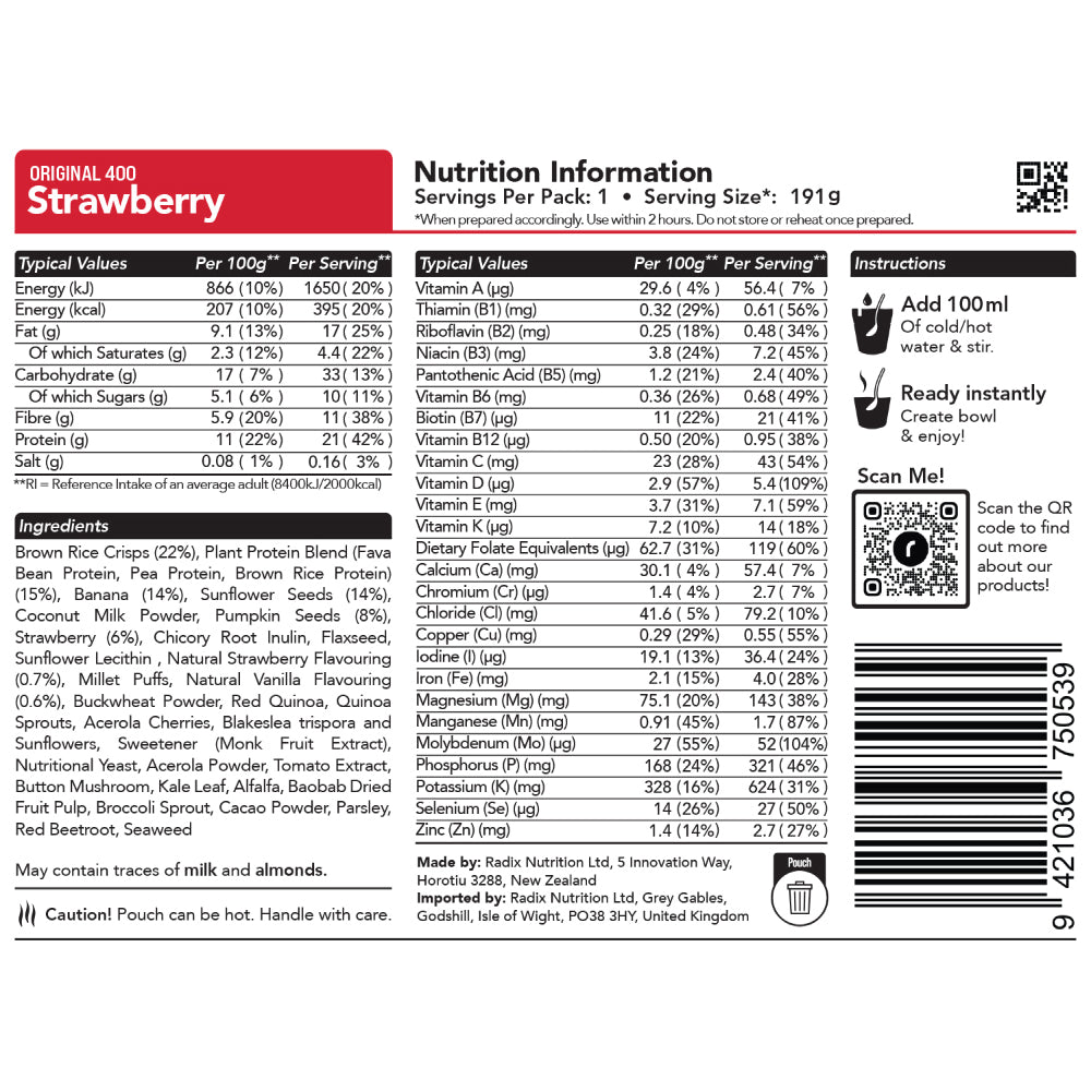 Radix Nutrition Original Strawberry Breakfast Meal (91g) 400kcal