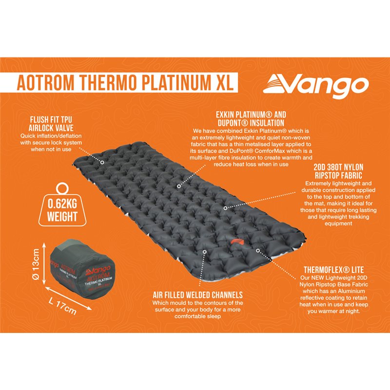 Vango Aotrom Thermo Platinum XL Sleeping Mat - Astro Grey