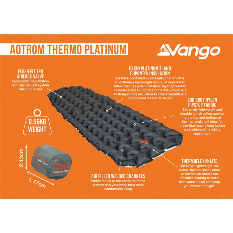 Vango Aotrom Thermo Platinum Sleeping Mat - Astro Grey