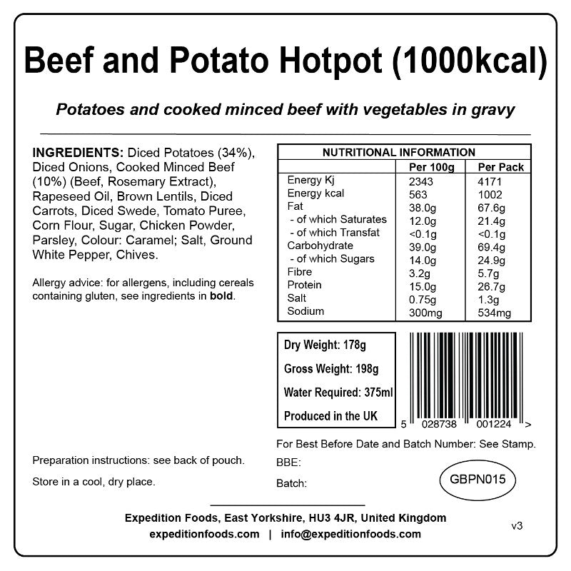 Expedition Foods Beef and Potato Hotpot (1000Kcal)