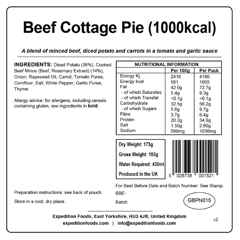 Expedition Foods Beef Cottage Pie (1000 Kcal)