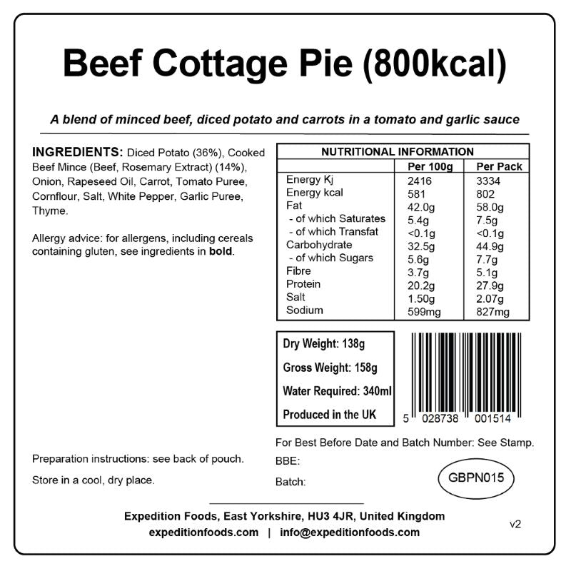 Expedition Foods Beef Cottage Pie (High Energy)