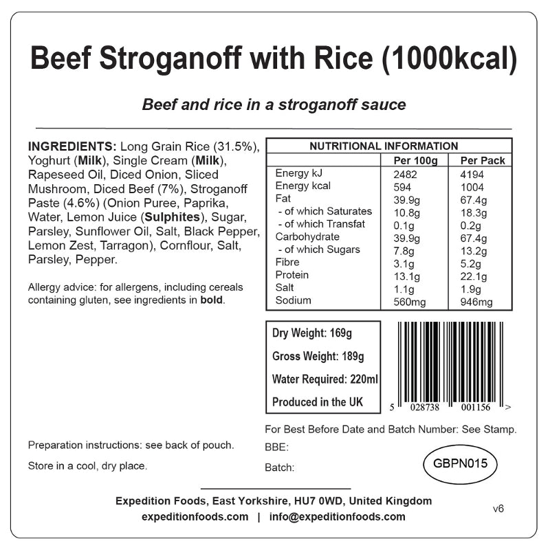 Expedition Foods Beef Stroganoff (1000 Kcal)