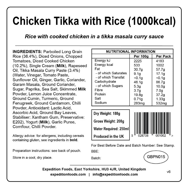 Expedition Foods Chicken Tikka with Rice (1000kcal)