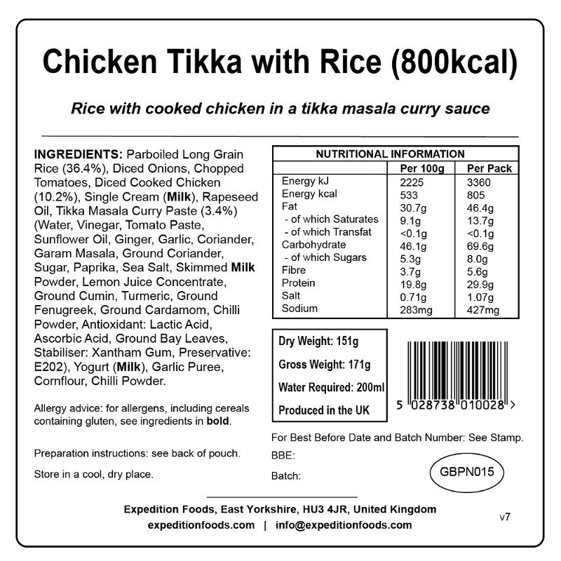 Expedition Foods Chicken Tikka with Rice (High Energy)