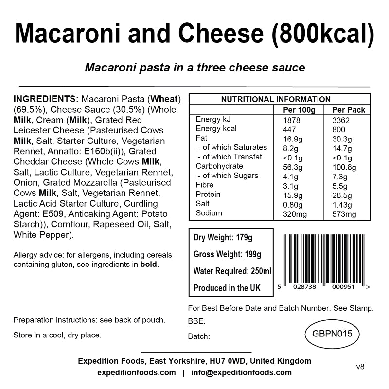 Expedition Foods Macaroni and Cheese (High Energy)