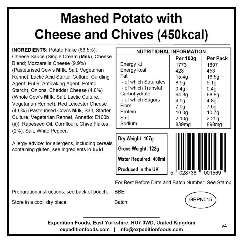 Expedition Foods Mashed Potato with Cheese & Chives (450 kcal)