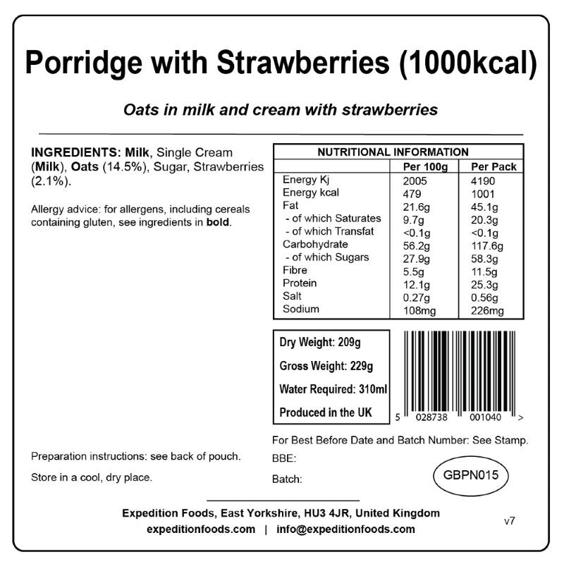 Expedition Foods Porridge with Strawberries (1000Kcal)