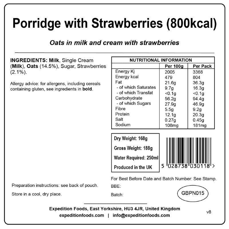 Expedition Foods Porridge with Strawberries (High Energy)