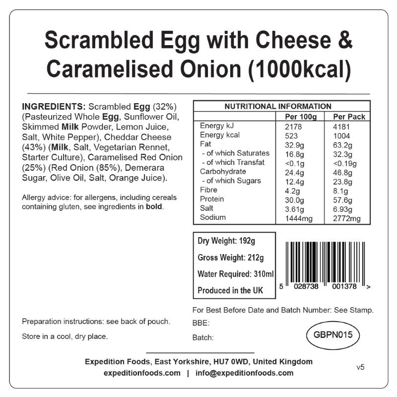 Expedition Foods Scrambled Egg with Cheese & Caramelised Onion (1000Kcal)