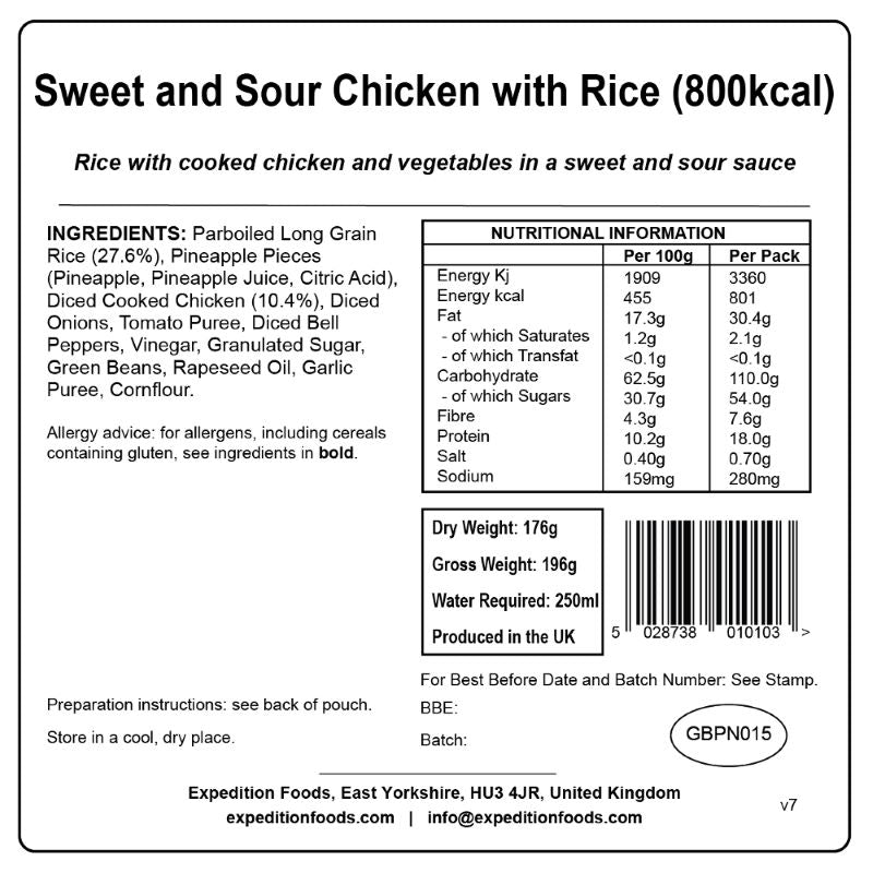 Expedition Foods Sweet and Sour Chicken with Rice (High Energy)