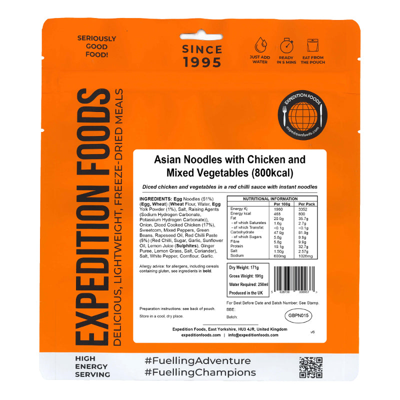 Expedition Foods Asian Noodles with Chicken and Mixed Vegetables (High Energy)