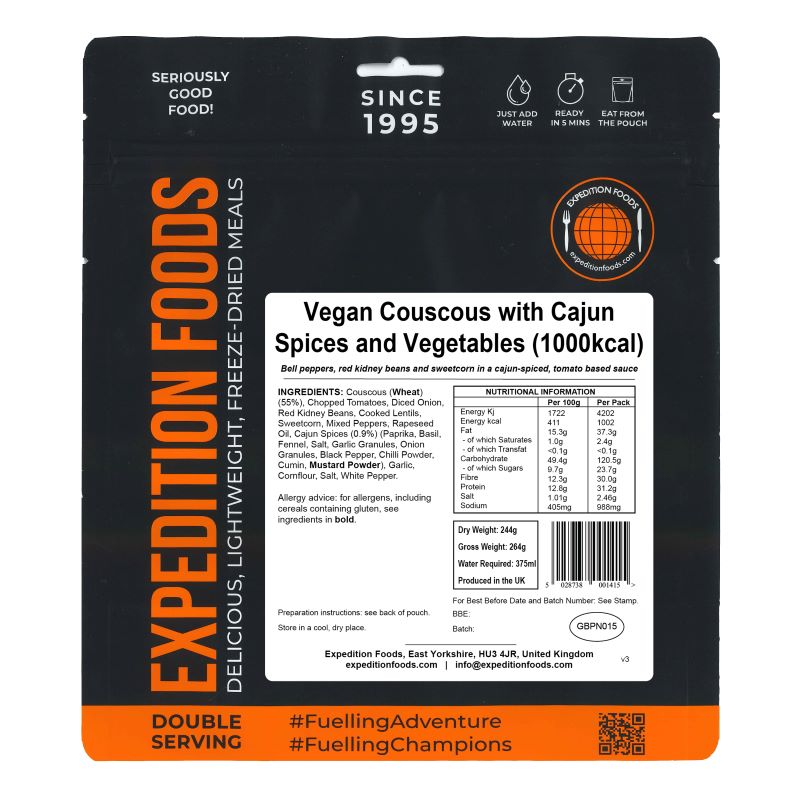 Expedition Foods Vegan Couscous with Cajun Spices and Vegetables (1000kcal)