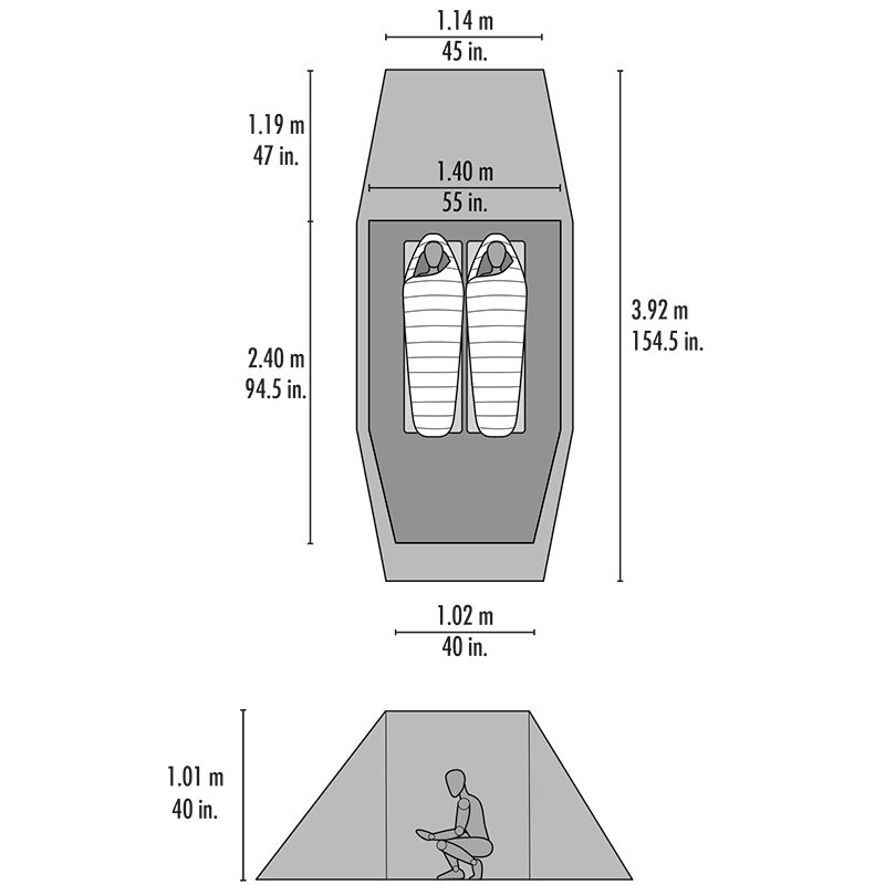 2 man tent size in metres MSR Tindheim 2-Person Backpacking Tunnel Tent