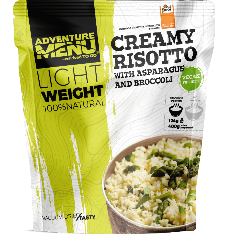 Adventure Menu Creamy risotto with asparagus and broccoli